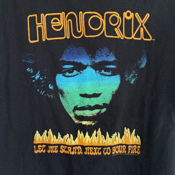 Jimi Hendrix Shirt Women Large Fire Graphic Tee Music Boyfriend Fit Junk Food - Picture 2 of 11